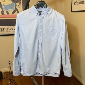 Lands End 100% Cotton Oxford Sail Rigger Button Down Slim Fit L Blue